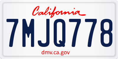 CA license plate 7MJQ778