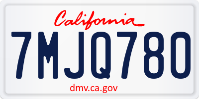 CA license plate 7MJQ780