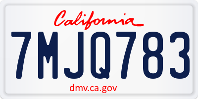 CA license plate 7MJQ783