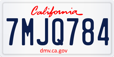 CA license plate 7MJQ784