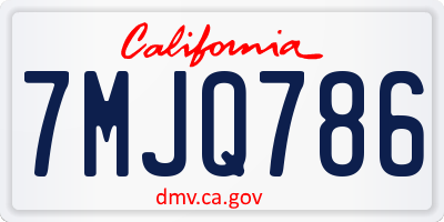 CA license plate 7MJQ786