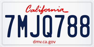 CA license plate 7MJQ788