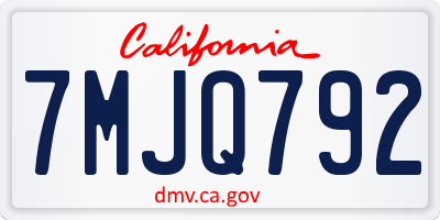 CA license plate 7MJQ792