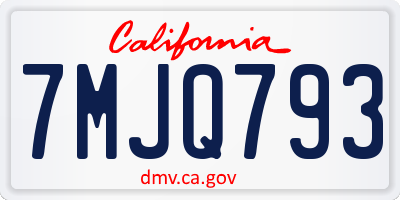 CA license plate 7MJQ793