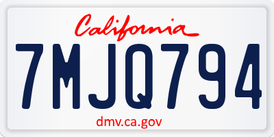 CA license plate 7MJQ794
