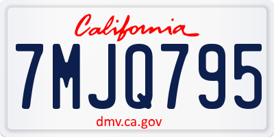 CA license plate 7MJQ795