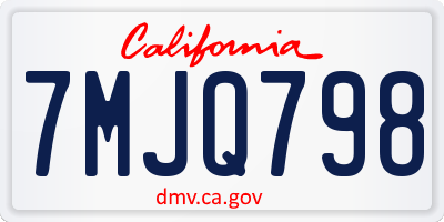 CA license plate 7MJQ798