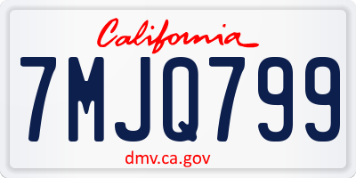 CA license plate 7MJQ799