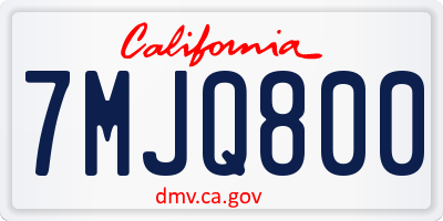 CA license plate 7MJQ800