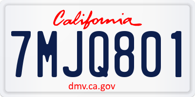 CA license plate 7MJQ801