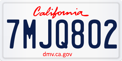 CA license plate 7MJQ802