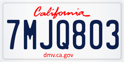 CA license plate 7MJQ803