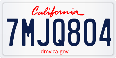 CA license plate 7MJQ804