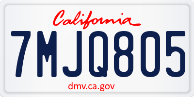 CA license plate 7MJQ805