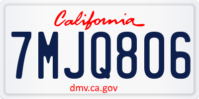 CA license plate 7MJQ806