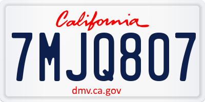 CA license plate 7MJQ807