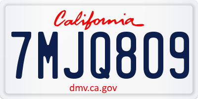 CA license plate 7MJQ809