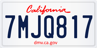 CA license plate 7MJQ817