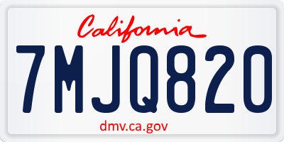 CA license plate 7MJQ820