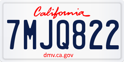 CA license plate 7MJQ822