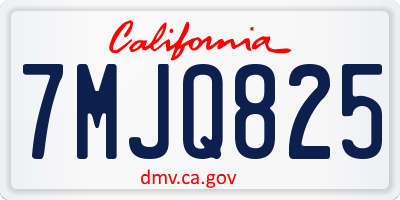 CA license plate 7MJQ825