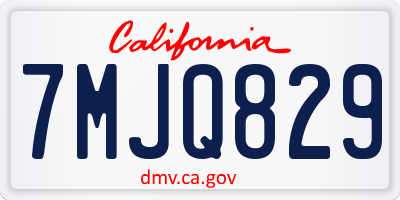 CA license plate 7MJQ829