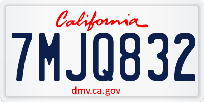CA license plate 7MJQ832