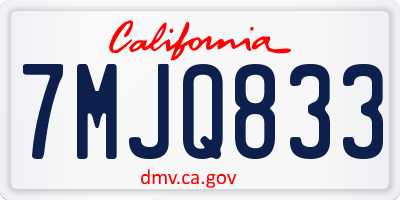 CA license plate 7MJQ833