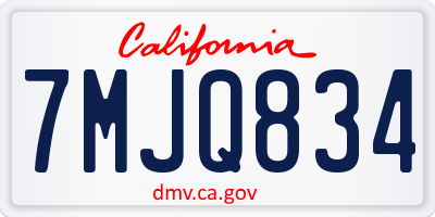CA license plate 7MJQ834