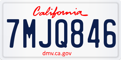 CA license plate 7MJQ846