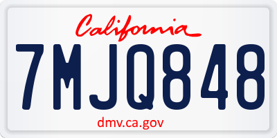 CA license plate 7MJQ848