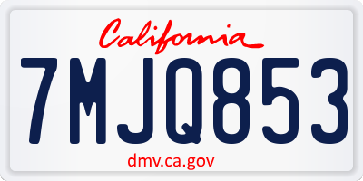 CA license plate 7MJQ853