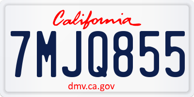 CA license plate 7MJQ855
