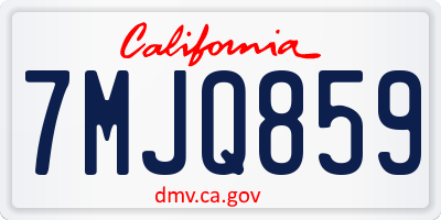 CA license plate 7MJQ859