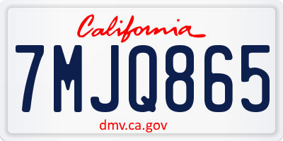 CA license plate 7MJQ865