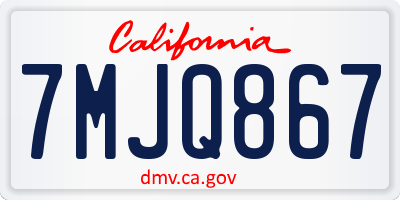 CA license plate 7MJQ867