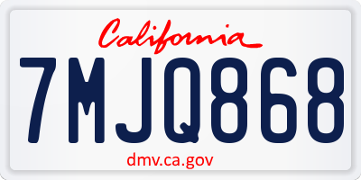 CA license plate 7MJQ868
