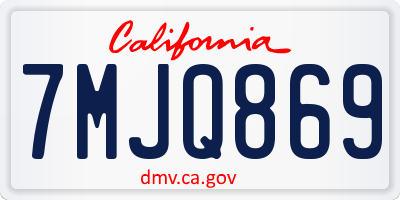 CA license plate 7MJQ869