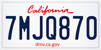 CA license plate 7MJQ870