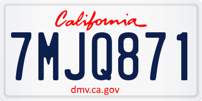 CA license plate 7MJQ871