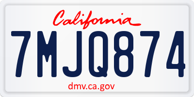 CA license plate 7MJQ874