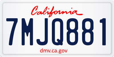 CA license plate 7MJQ881