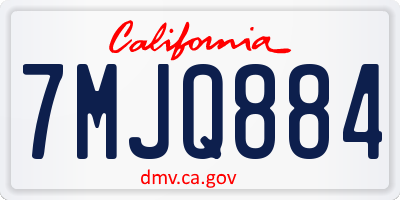 CA license plate 7MJQ884