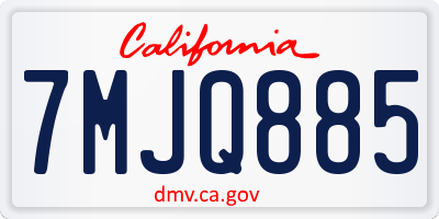 CA license plate 7MJQ885