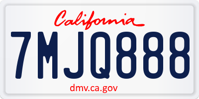 CA license plate 7MJQ888