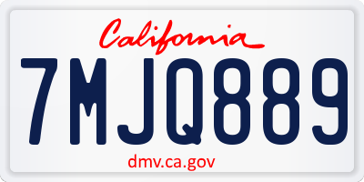 CA license plate 7MJQ889