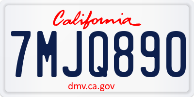 CA license plate 7MJQ890