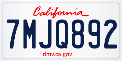 CA license plate 7MJQ892