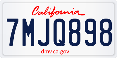 CA license plate 7MJQ898