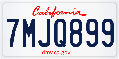 CA license plate 7MJQ899